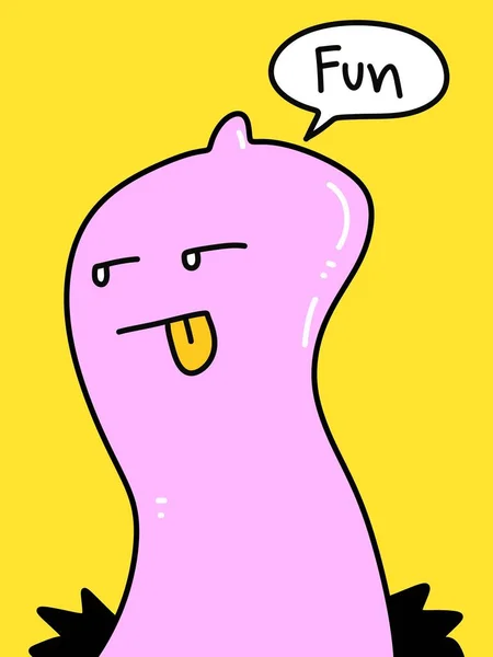 Cute Condom Cartoon Yellow Background — ストック写真