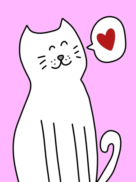 Mignon Chat Dessin Animé Sur Fond Rose — Photo