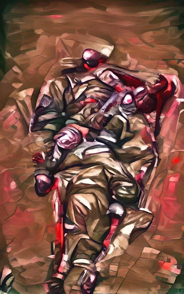 Konst Färg Soldatens Lik Efter Kriget — Stockfoto