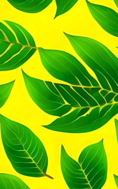 Sarı arkaplanda yeşil yaprak