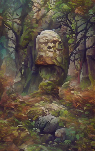 森林中石头的艺术色彩 — 图库照片