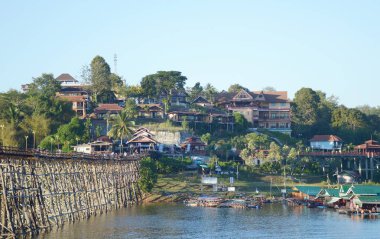 5 Ocak 2017: ahşap Pzt Köprüsü, Sangkhla Buri, Kanchanaburi, Tayland