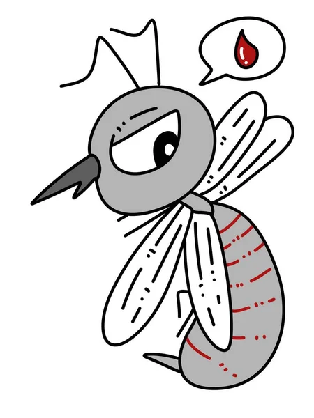 Cute Mosquito Cartoon White Background — Zdjęcie stockowe