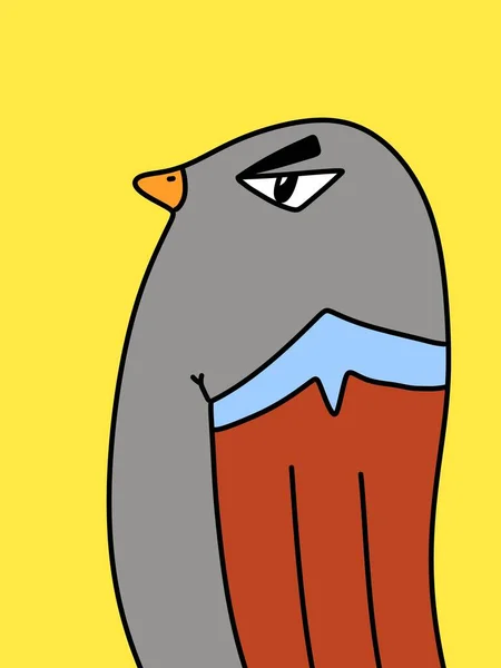 Carino Uccello Cartone Animato Sfondo Giallo — Foto Stock