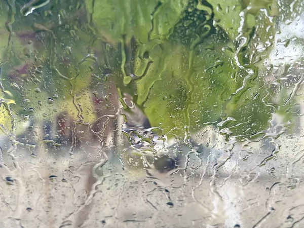Wassertropfen Auf Glasscheibe — Stockfoto