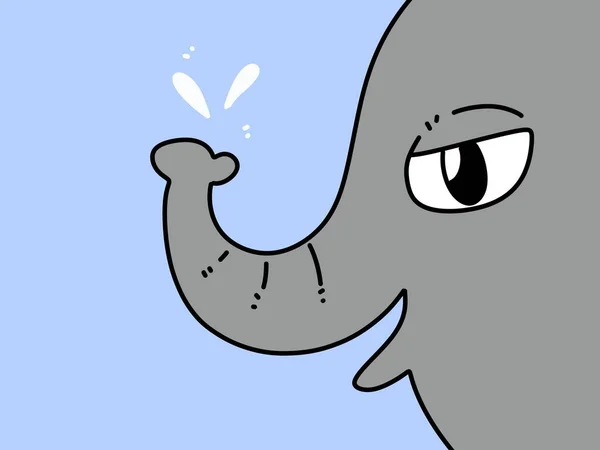 Cute Elephant Cartoon Blue Background — Stock Photo, Image