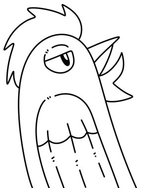 black and white of cute bird cartoon for coloring