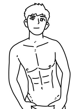 Siyah ve beyaz renkli yakışıklı adam çizgi filmi.