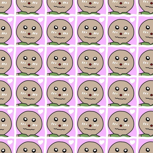 Seamless Pattern Cute Cartoon Faces — Foto Stock