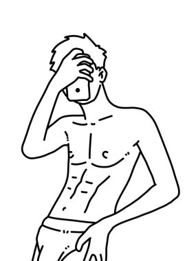 Siyah ve beyaz renkli yakışıklı adam çizgi filmi.