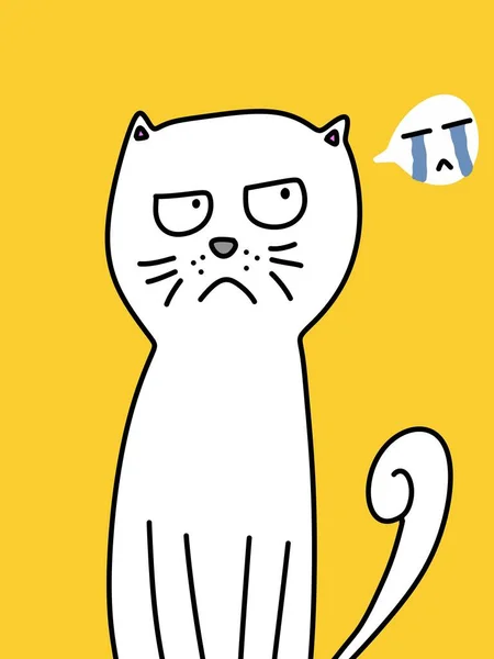 Lindo Gato Dibujos Animados Sobre Amarillo Fondo — Foto de Stock