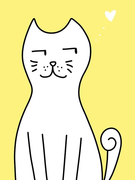 Lindo Gato Dibujos Animados Sobre Amarillo Fondo —  Fotos de Stock