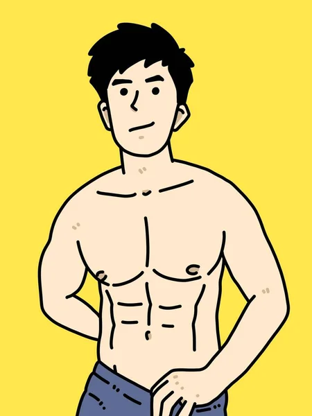 黄色の背景のかわいい男漫画 — ストック写真