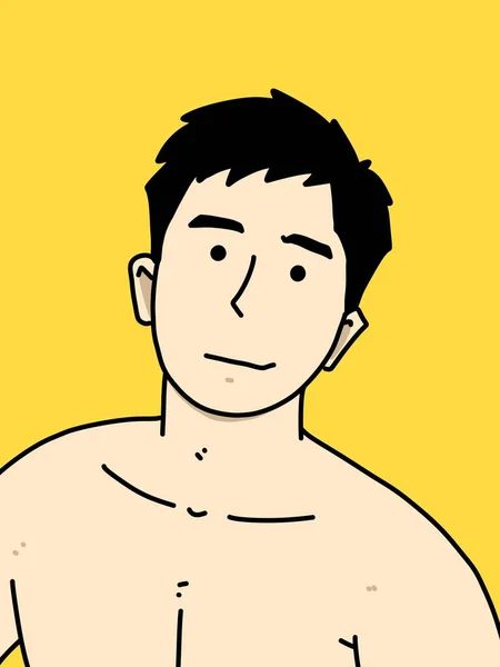 黄色の背景のかわいい男漫画 — ストック写真