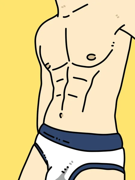 Body Man Cartoon Gele Achtergrond — Stockfoto