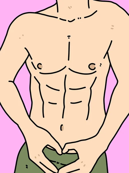 Body Man Cartoon Pink Background — 스톡 사진