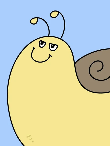可爱蜗牛卡通画的艺术色彩 — 图库照片
