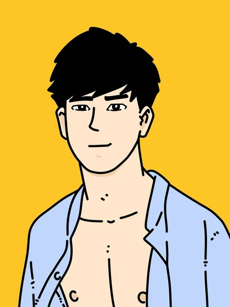 Mignon Homme Dessin Animé Sur Fond Jaune — Photo