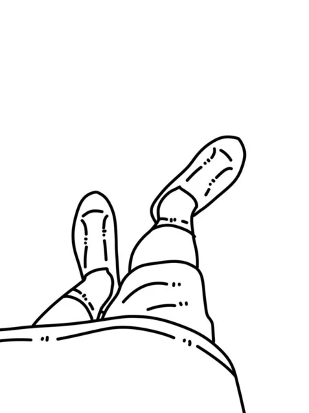 Чорно Білий Чоловік Ноги Мультфільм Розмальовки — стокове фото