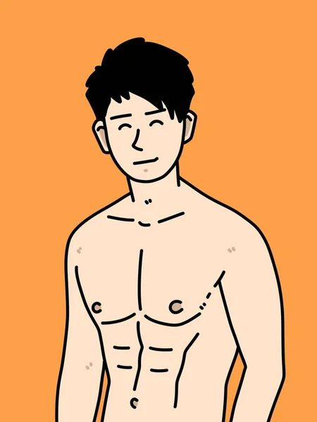 Carino Uomo Cartone Animato Sfondo Arancione — Foto Stock