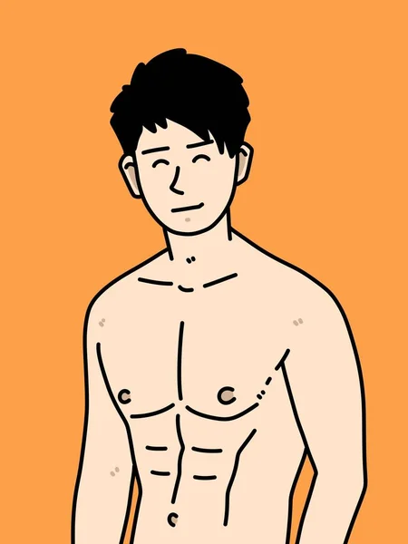 オレンジを背景にした可愛い男漫画 — ストック写真