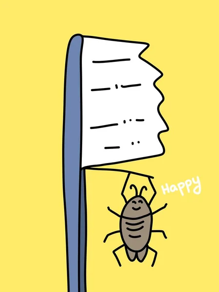 Kunstfarbe Der Kakerlake Auf Zahnbürste — Stockfoto