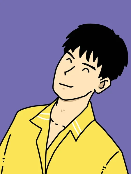 紫を背景にした可愛い男漫画 — ストック写真