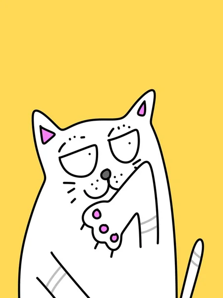 cute cat cartoon on yellow background