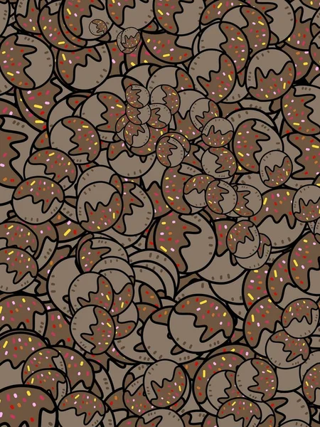 Kunst Farbe Der Schokoladenkugel Cartoon Muster Hintergrund — Stockfoto