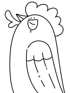 Siyah beyaz, boyamak için tatlı tavuk çizgi filmi.