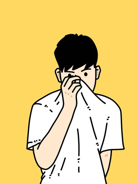 Lindo Hombre Dibujos Animados Sobre Fondo Amarillo — Foto de Stock