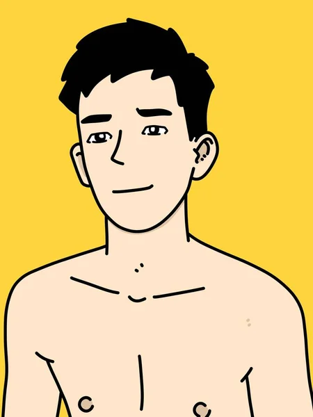 Homem Bonito Desenhos Animados Fundo Amarelo — Fotografia de Stock
