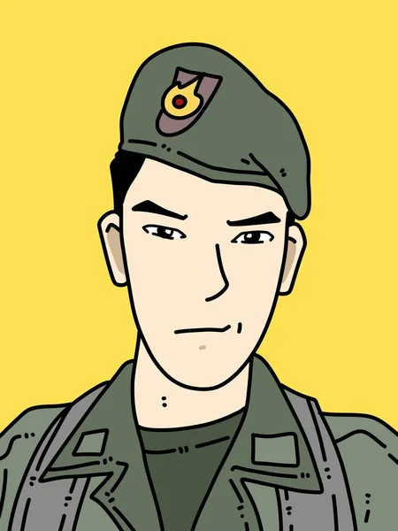 Γελοιογραφία Αξιωματικός Της Αστυνομίας Στο Κίτρινο Φόντο — Φωτογραφία Αρχείου
