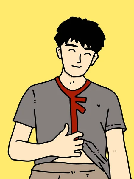 黄色の背景のかわいい男漫画 — ストック写真