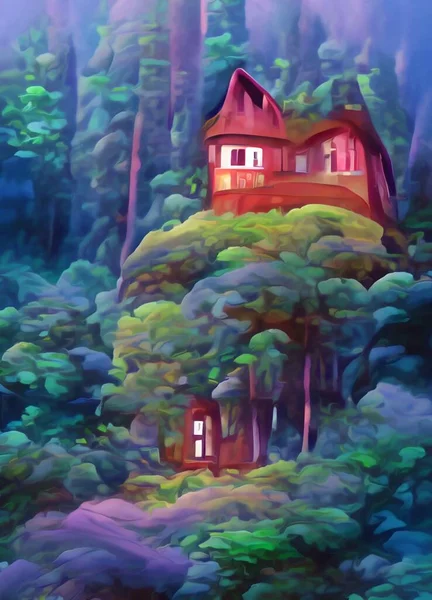 森林中家庭的艺术色彩 — 图库照片