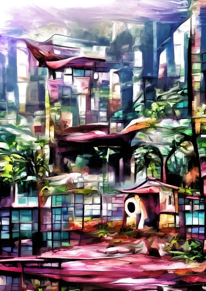 art color of city in forest