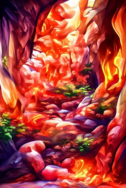 Art Color Fire Cave Background — Stock Photo, Image