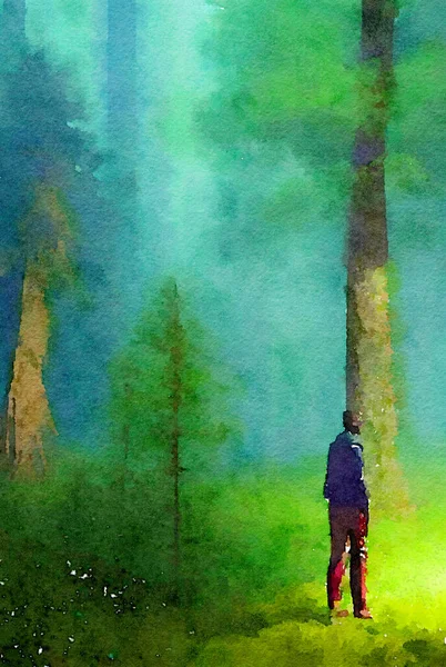 Art Couleur Homme Dans Forêt — Photo