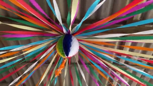 Colorful Fabric Ball Fabric Hang Ceiling Thailand Name Poung Hold — Video Stock
