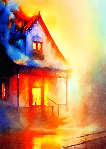Art Color Fire Burning Home Background — Stockfoto