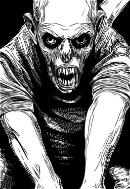 Zombi çizgi filminden siyah beyaz