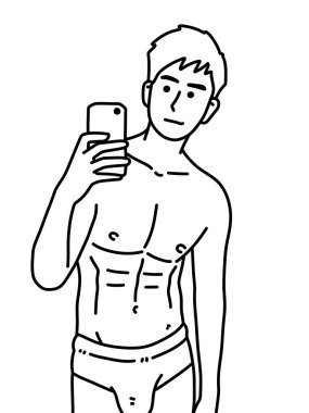 Siyah ve beyaz renkli yakışıklı adam çizgi filmi.