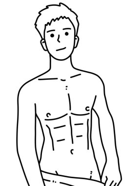 Siyah ve beyaz renkli yakışıklı adam çizgi filmi.