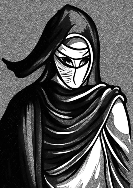 Black White Ninja Cartoon — Stock Photo, Image