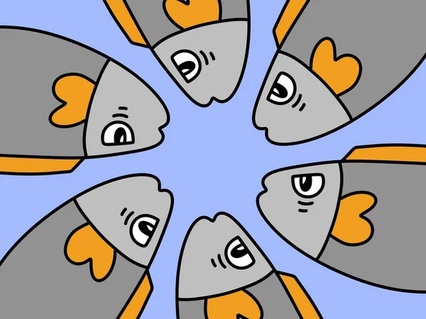Carino Pesce Cartone Animato Sfondo Blu — Foto Stock