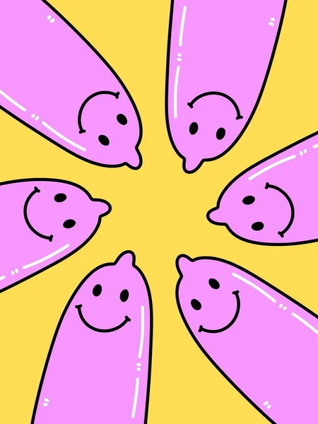 Cute Condom Cartoon Yellow Background — Fotografia de Stock