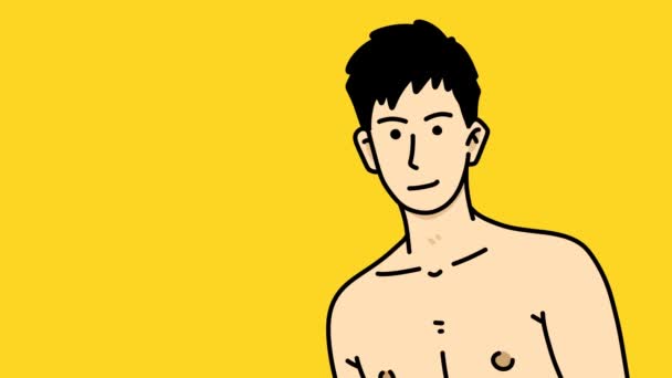 Lindo Hombre Dibujos Animados Sobre Fondo Amarillo — Vídeos de Stock