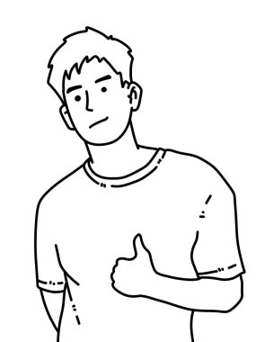 Siyah ve beyaz renkli yakışıklı adam çizgi filmi.