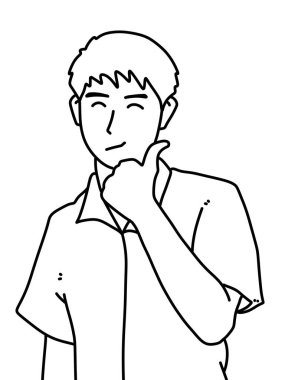 Siyah ve beyaz renkli yakışıklı adam çizgi filmi.