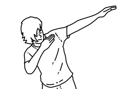 Siyah ve beyaz renkli yakışıklı adam çizgi filmi.